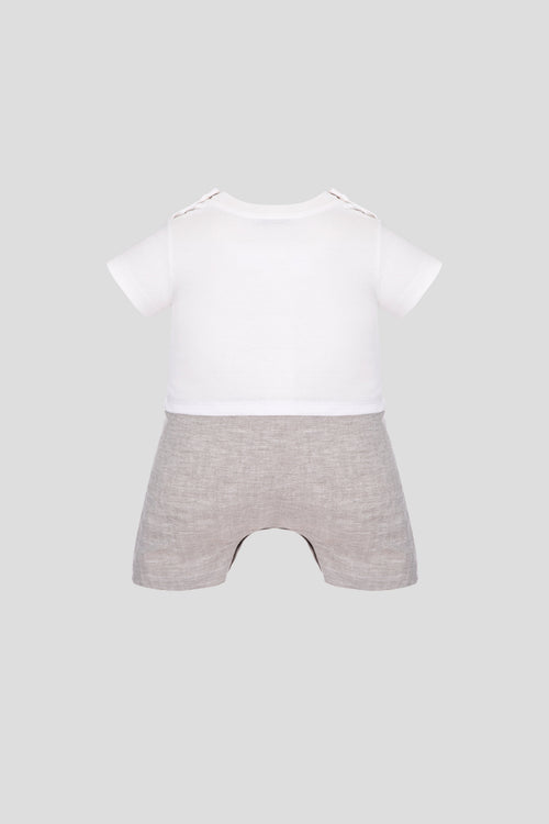 Beige and Ecru Combined Romper