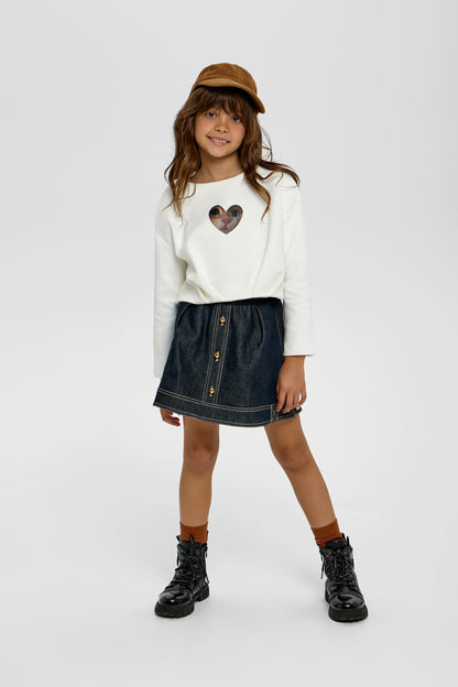 Stylish Cropped Decorated Catty Sweatshirt