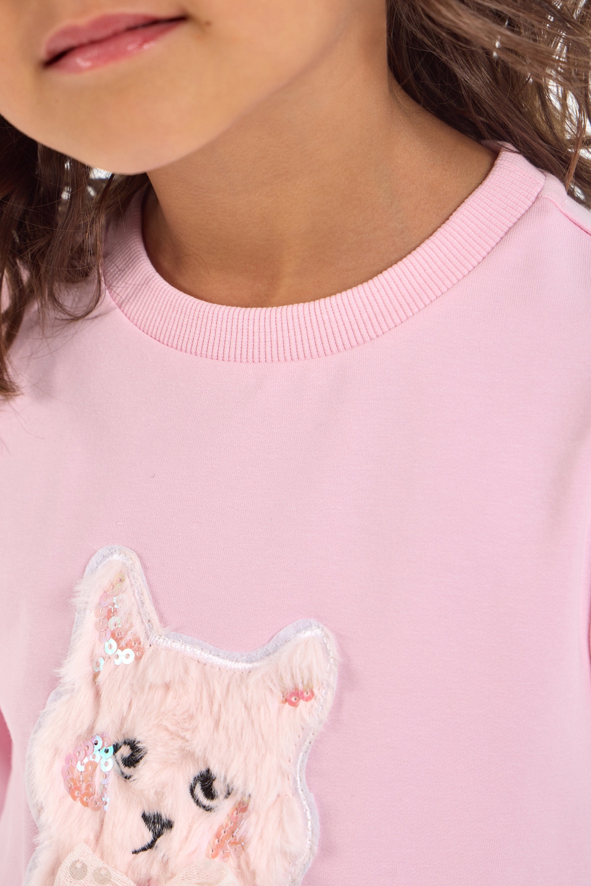 Charming Catty Applique Dress