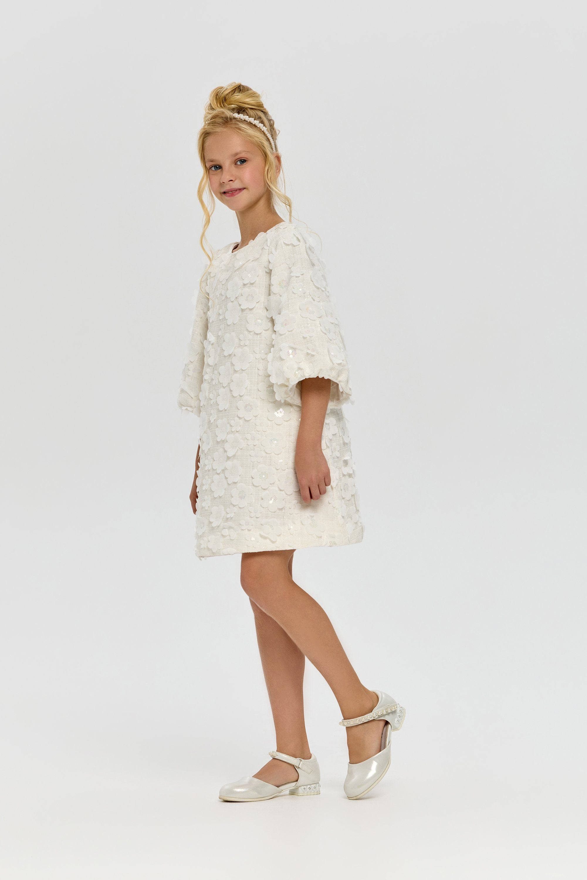 3D Flowers White Cocktail Dress