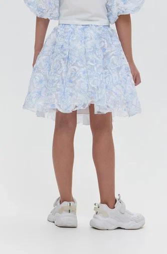 Beautiful Flouncy Flower Skirt, white and blue