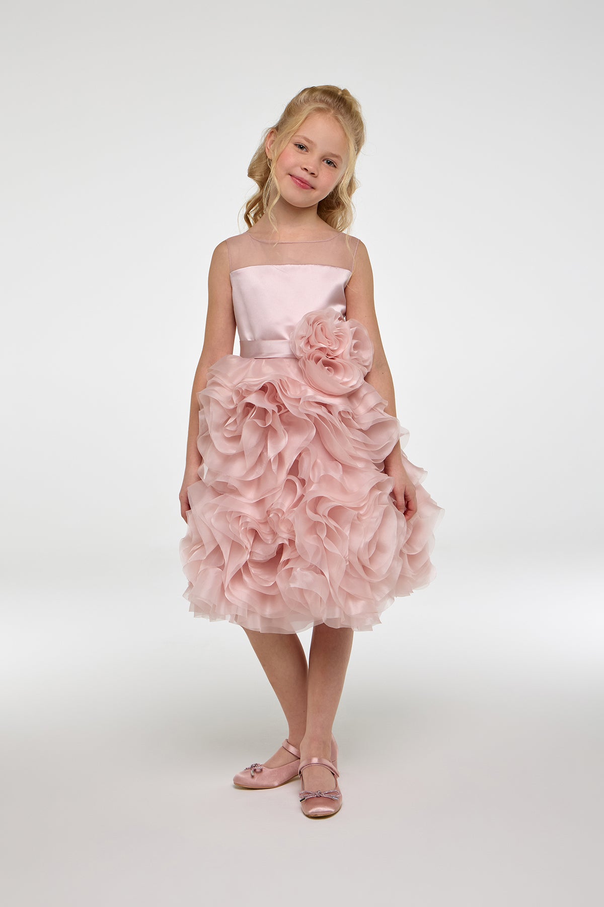 Elegant 3D Roses Decorated Dress