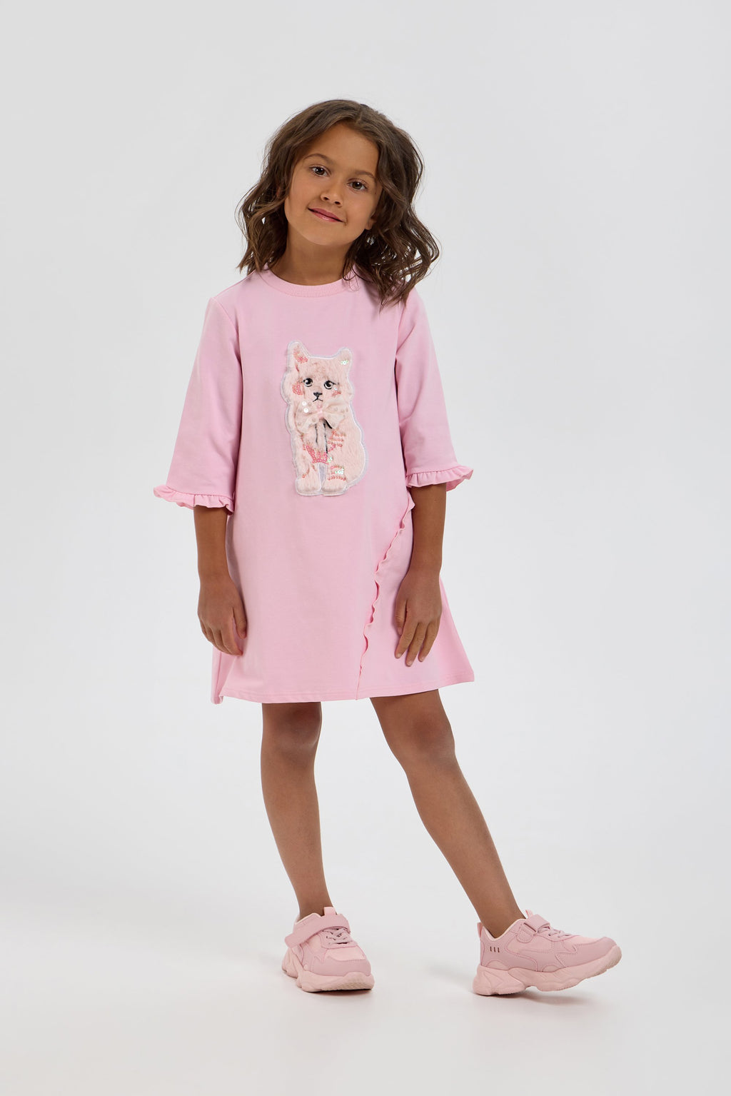 Charming Catty Applique Dress