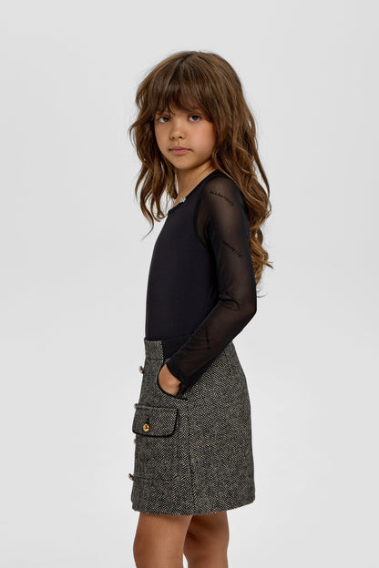 Elegant Black Combined Blouse