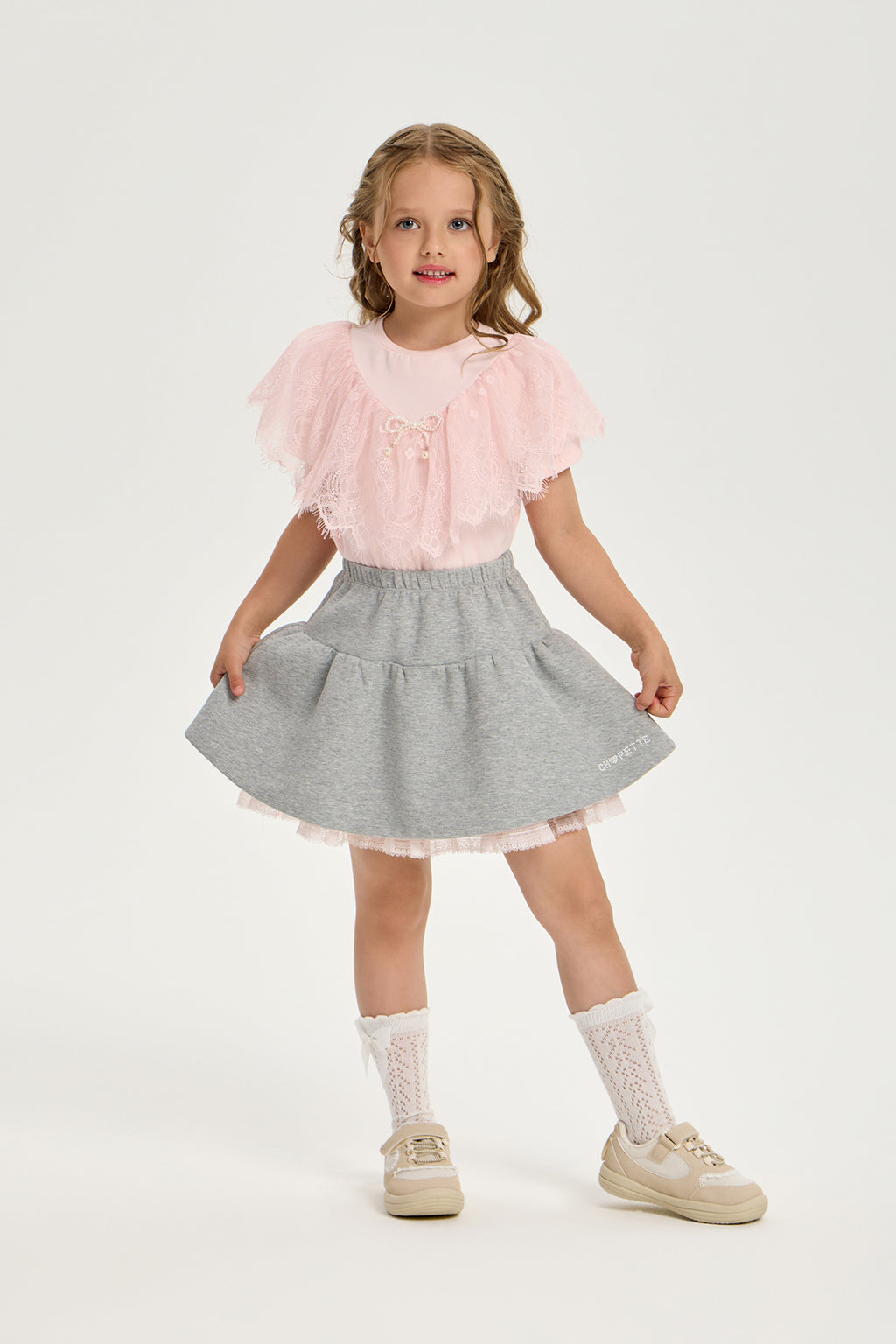 Elegant Cotton Can-can Skirt with Laces