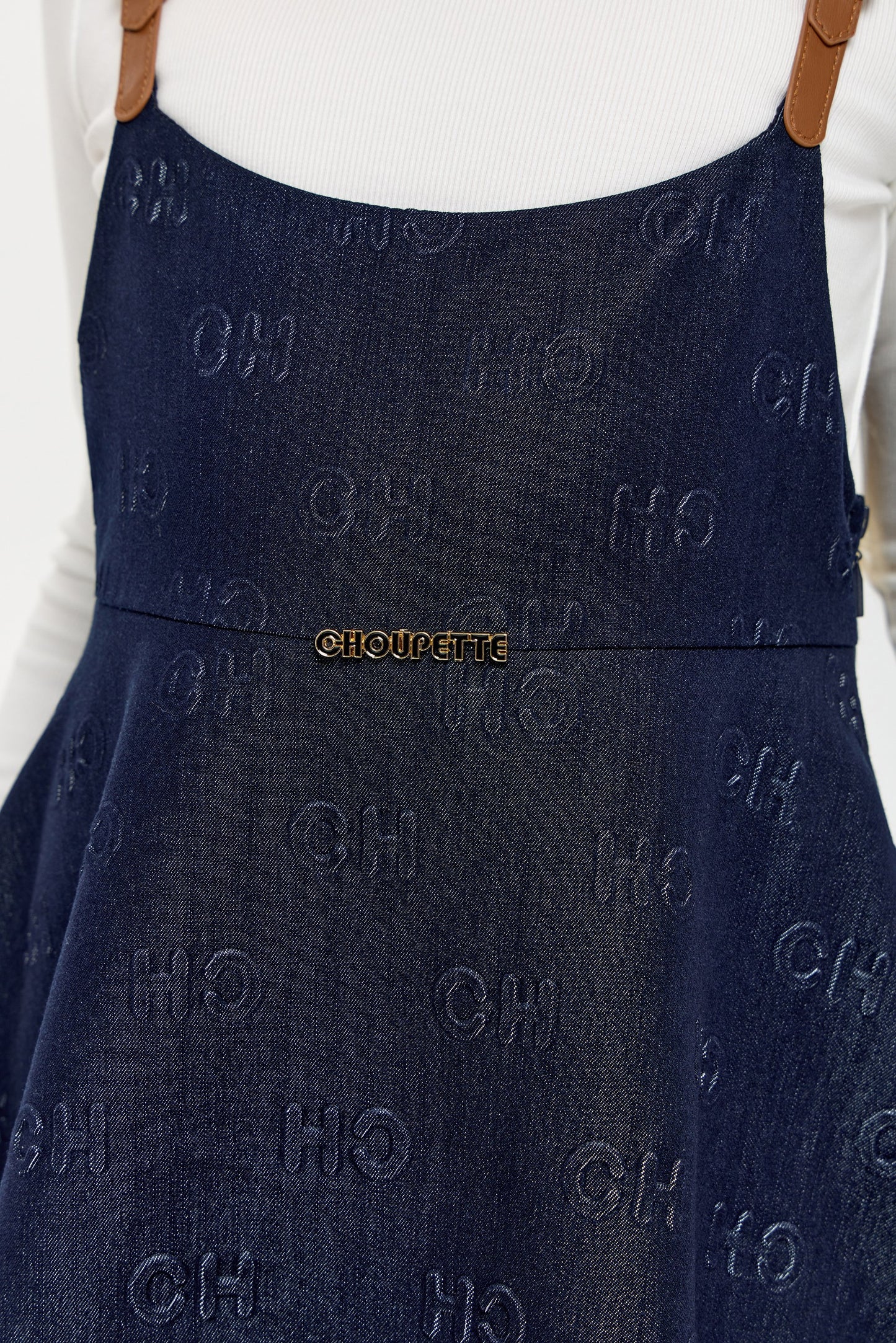 CH Branded Denim Pinafore Dress