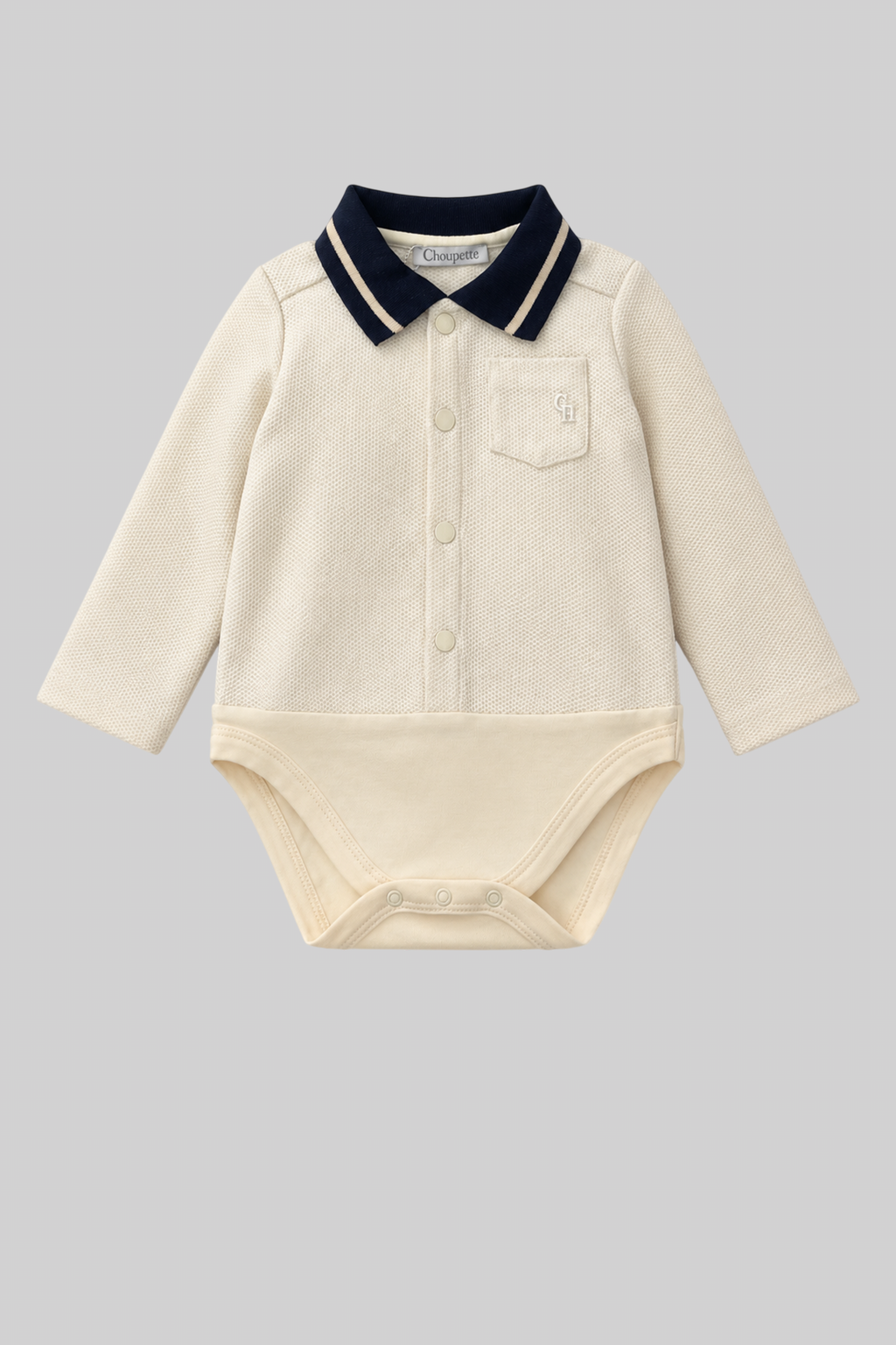 Textured Collar Bodysuit for baby boy