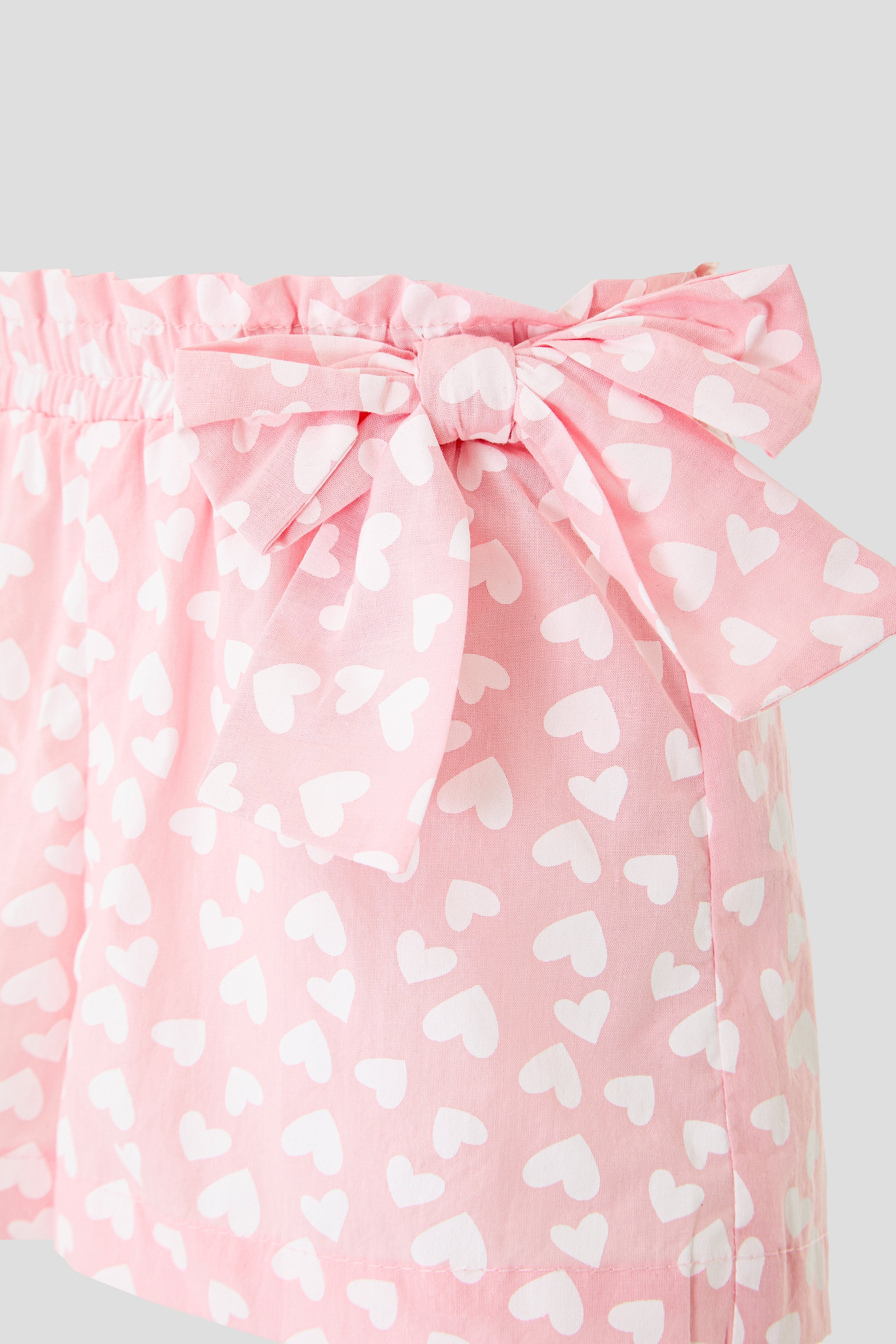 Heart Printed Shorts with Bow