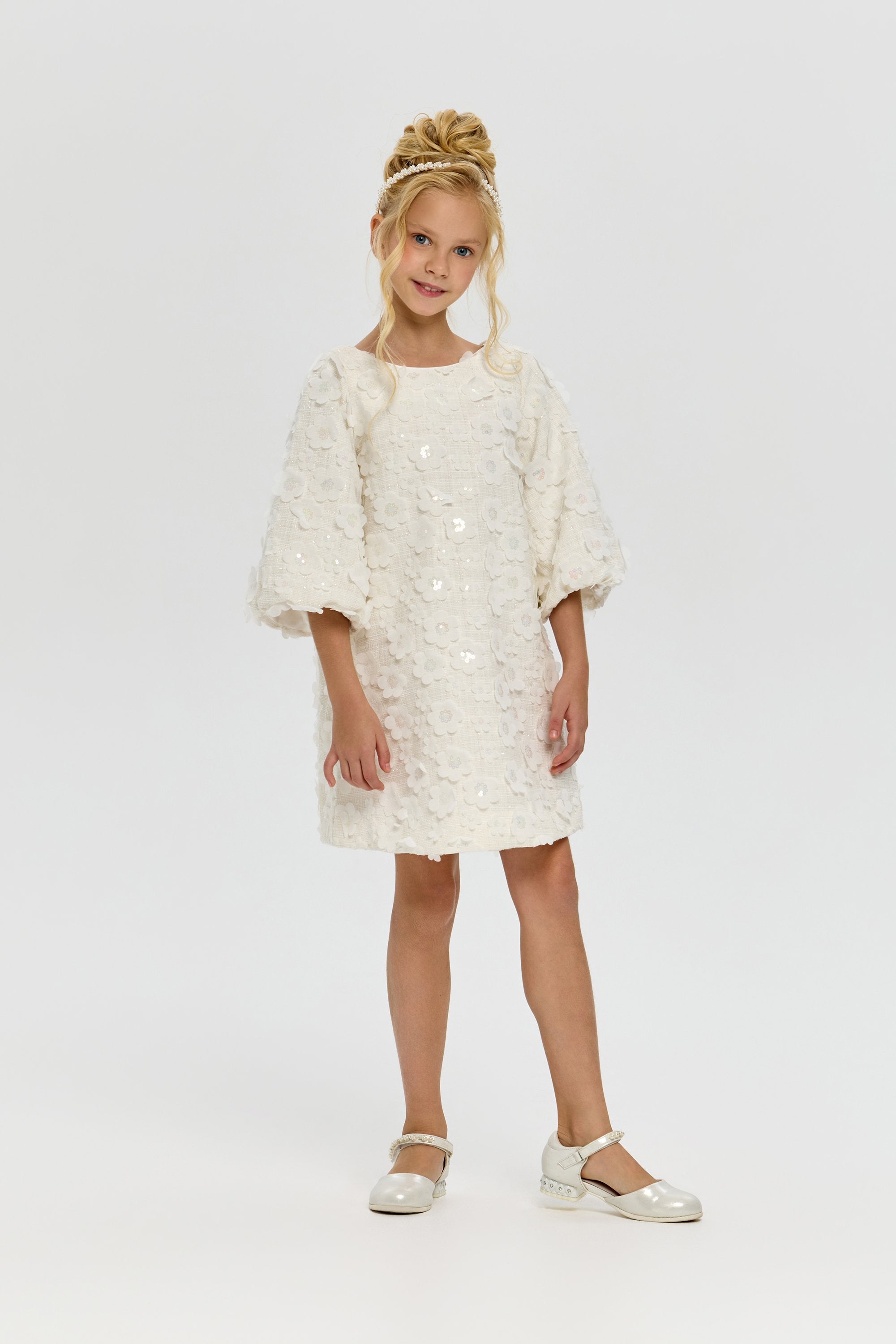 3D Flowers White Cocktail Dress