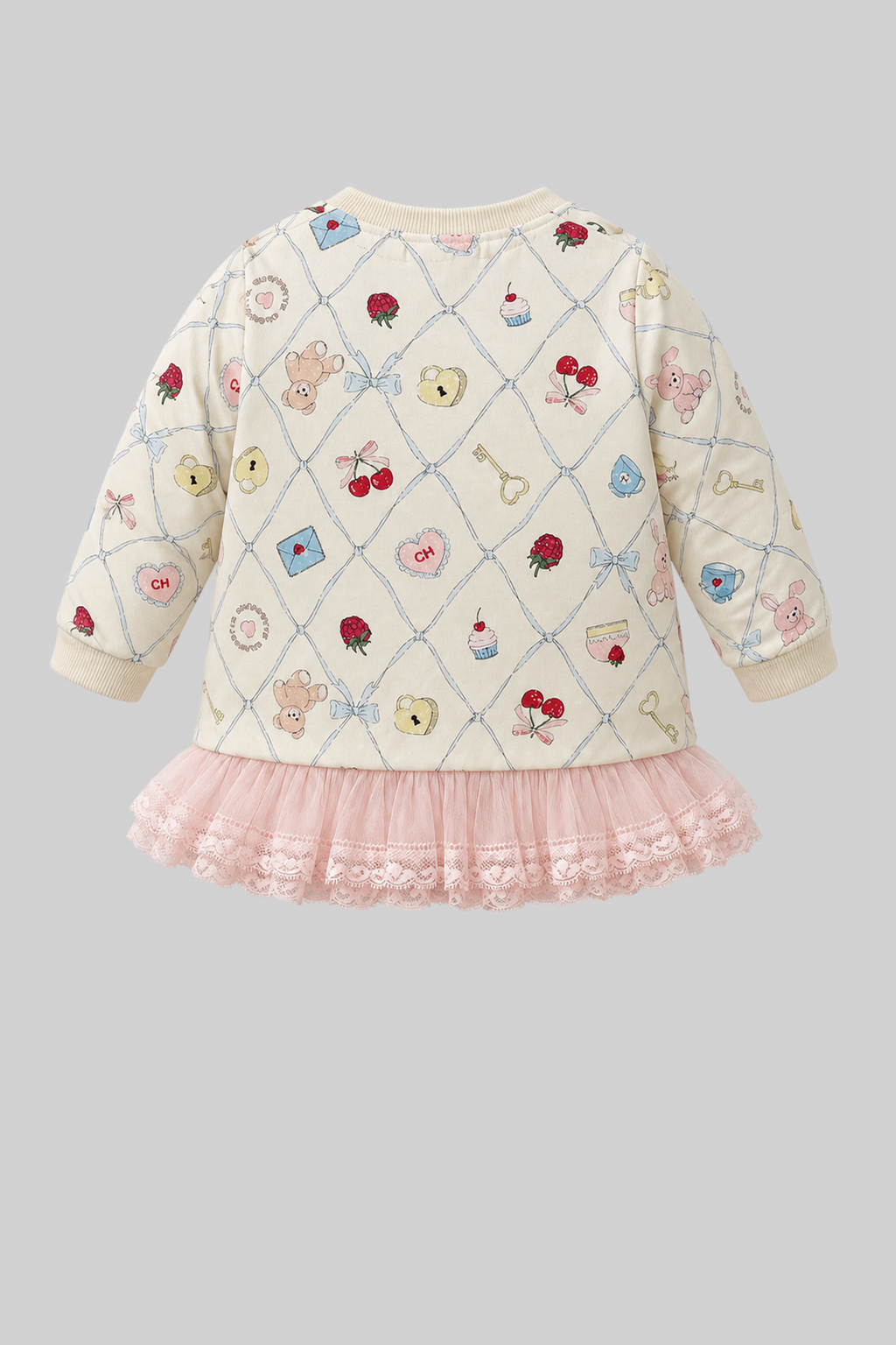 Printed Set with laces (sweatshirt and pants) for baby girl