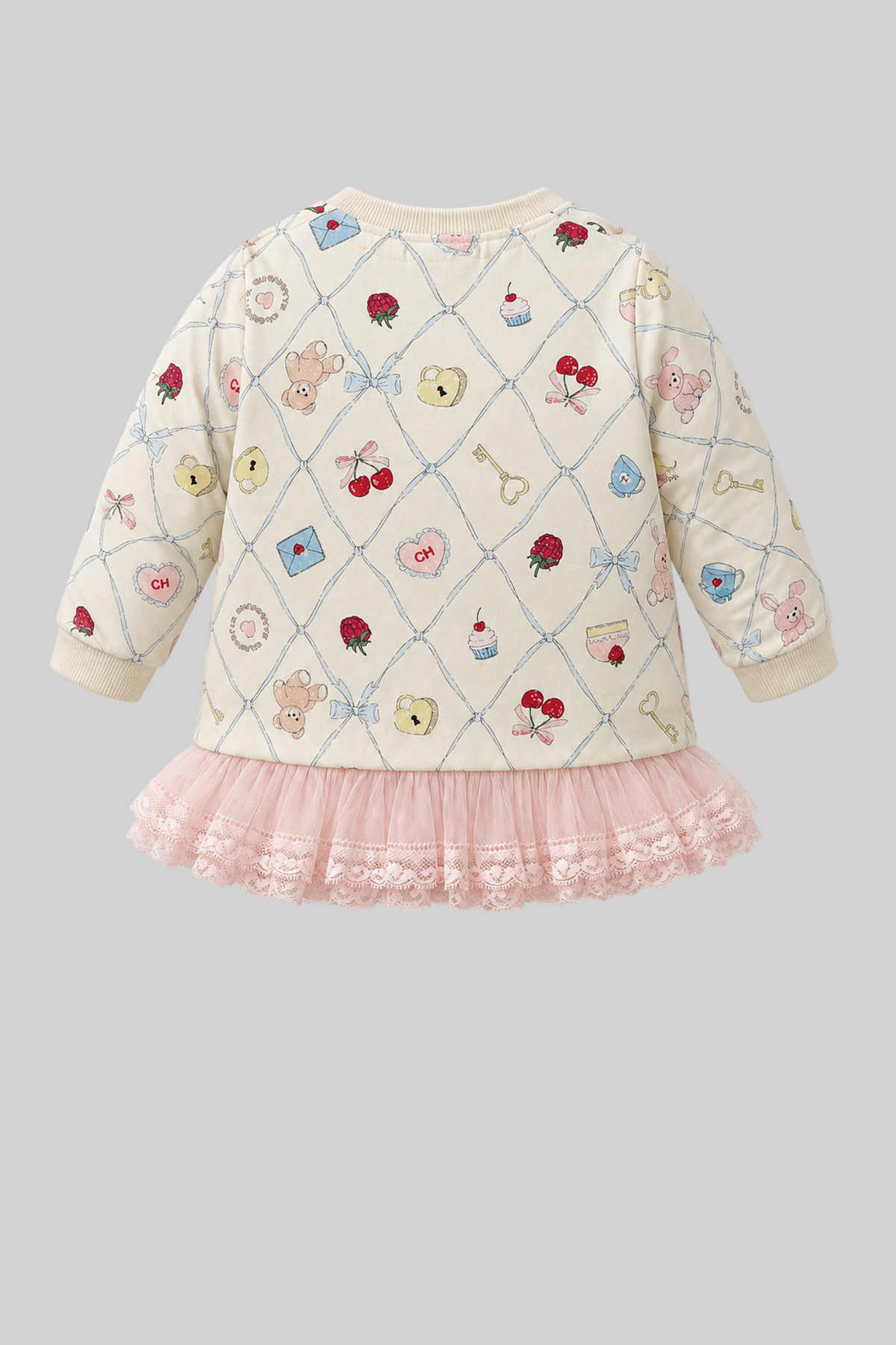 Printed Set with laces (sweatshirt and pants) for baby girl