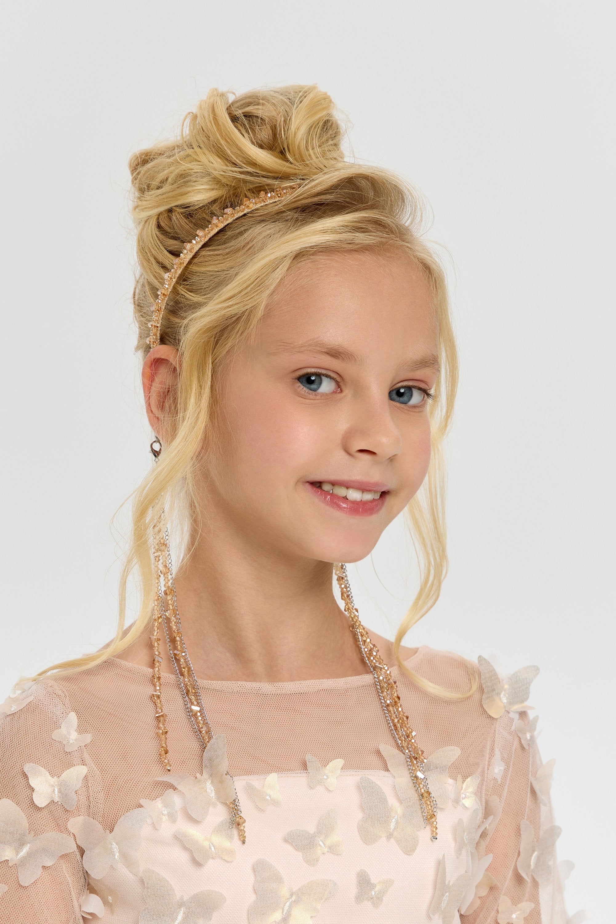 Elegant Golden Headband with Removable Chains
