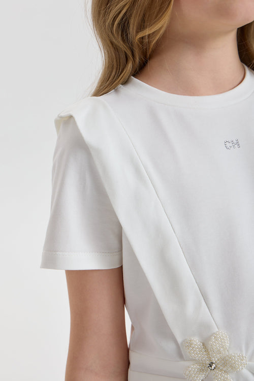 3D flower Asymmetry T-shirt