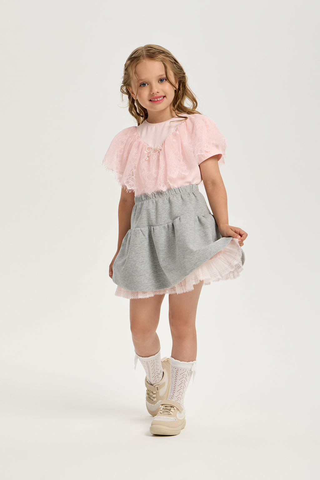 Elegant Cotton Can-can Skirt with Laces