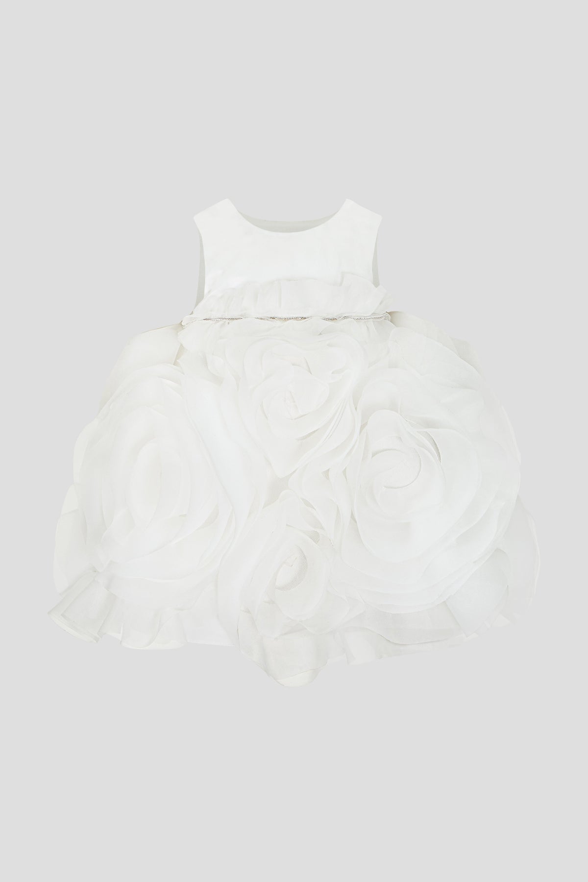 3D White Rose Dress for baby girl