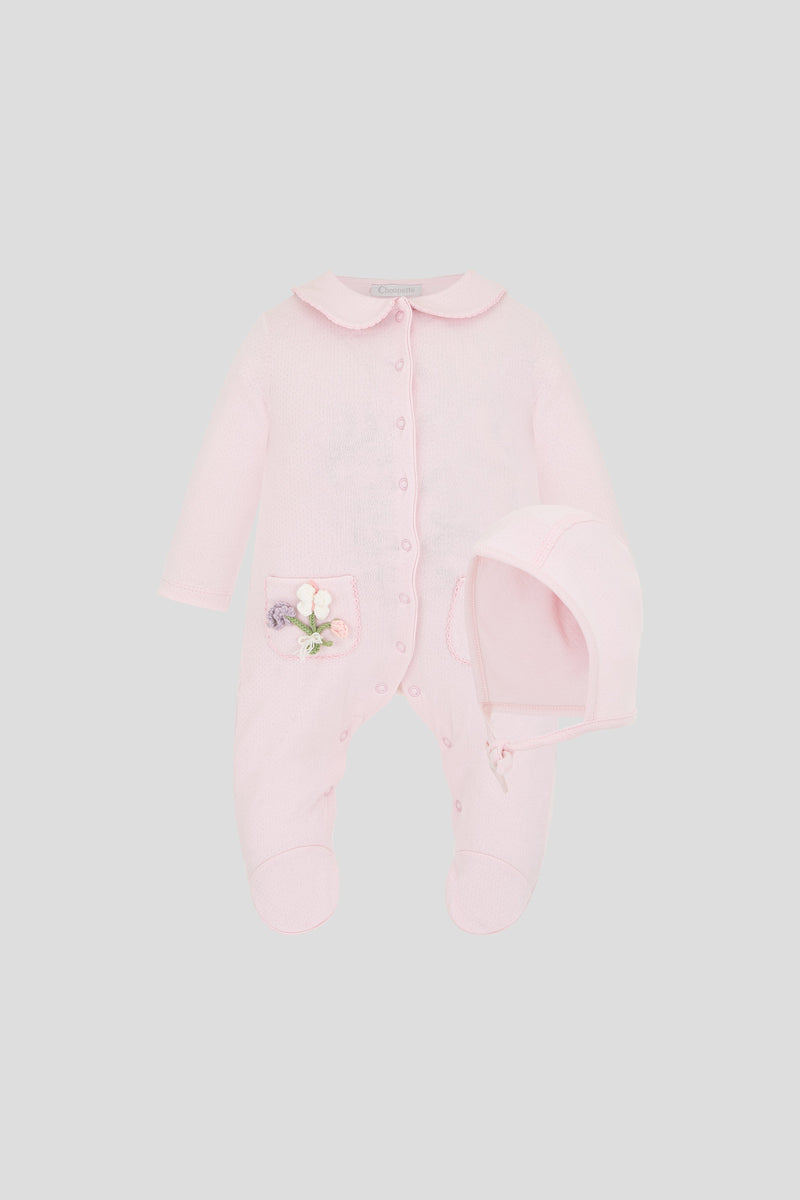 Embroidered set, pink