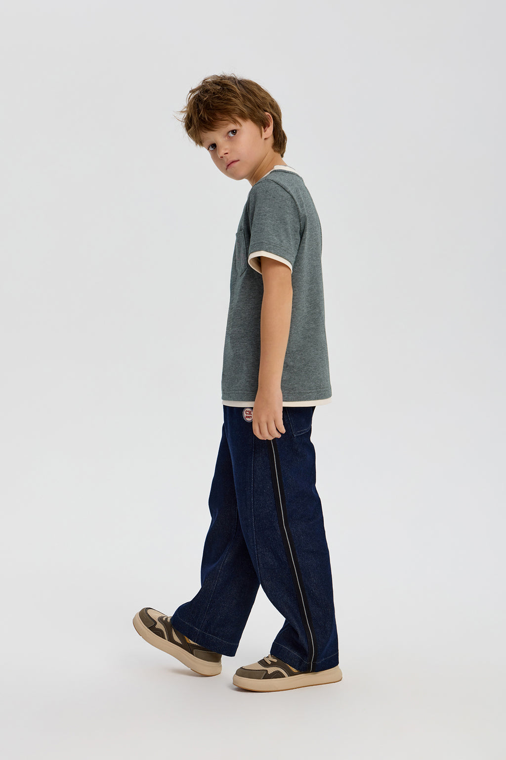 Stylish Denim Pants with stripes for boy