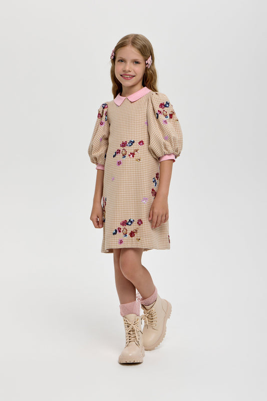 Elegant Flowers Embroidered Dress