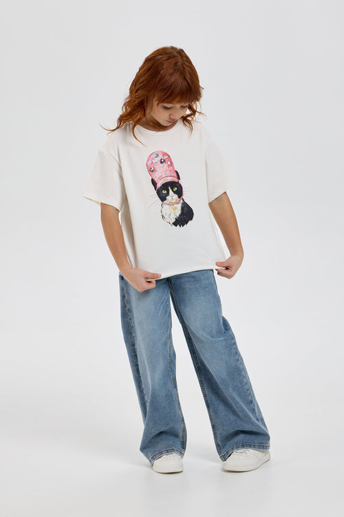 Catty T-shirt with Diamonds