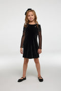 Velour Dress full sleeves with butterfly decoration for girl