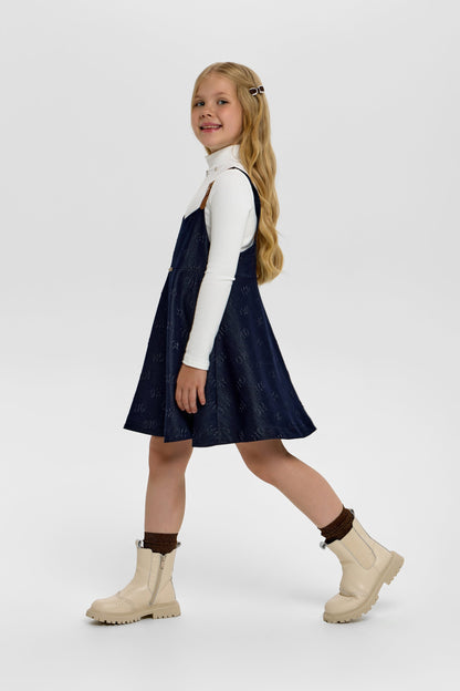 CH Branded Denim Pinafore Dress