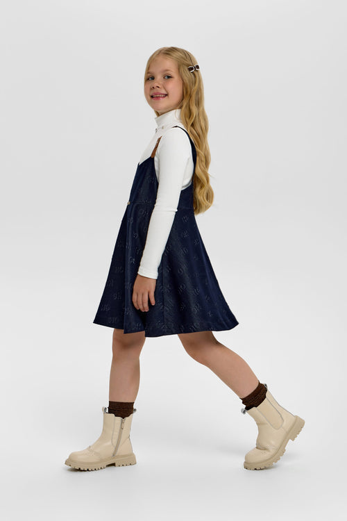 CH Branded Denim Pinafore Dress