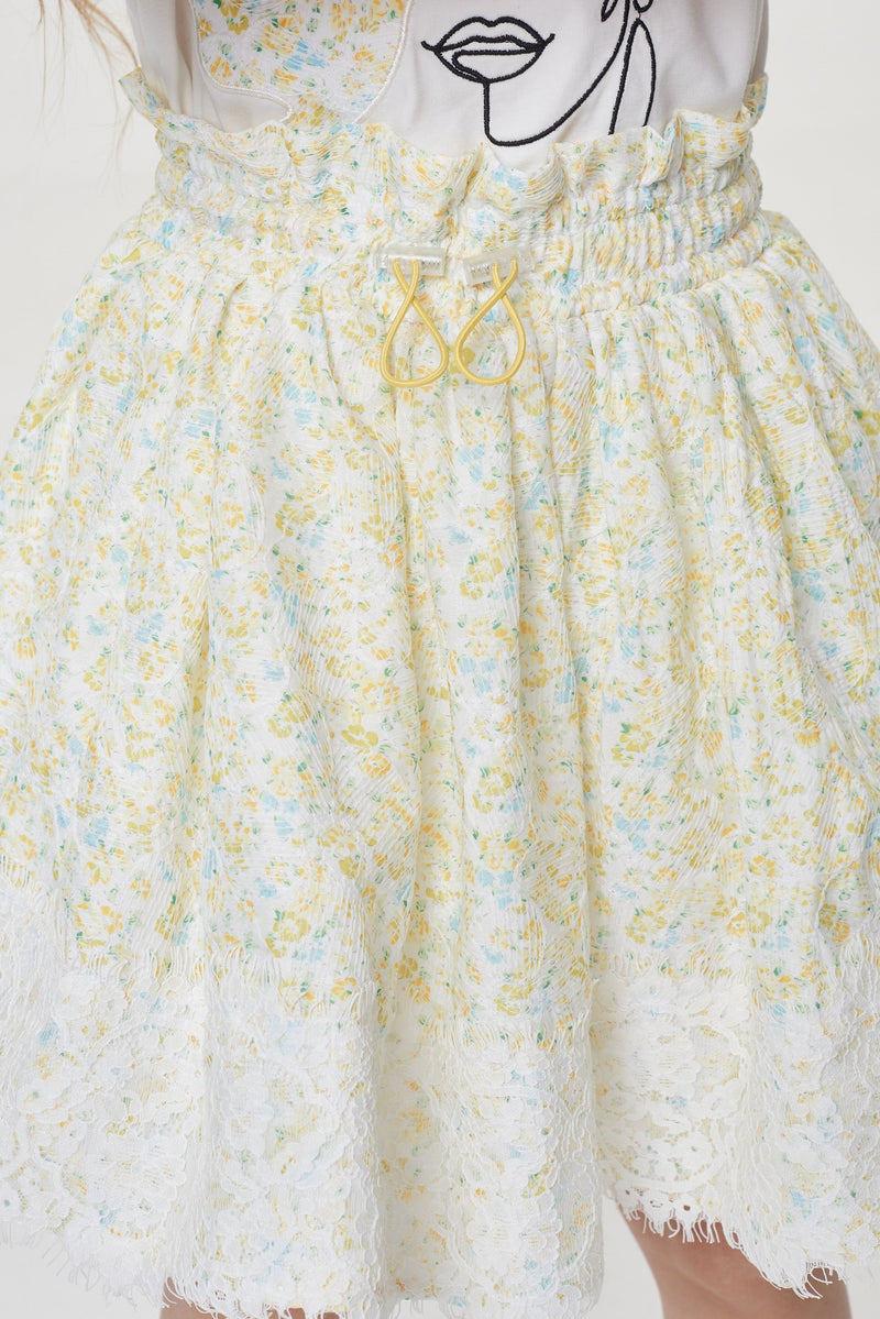 Embroidered Lace Shiffon Skirt