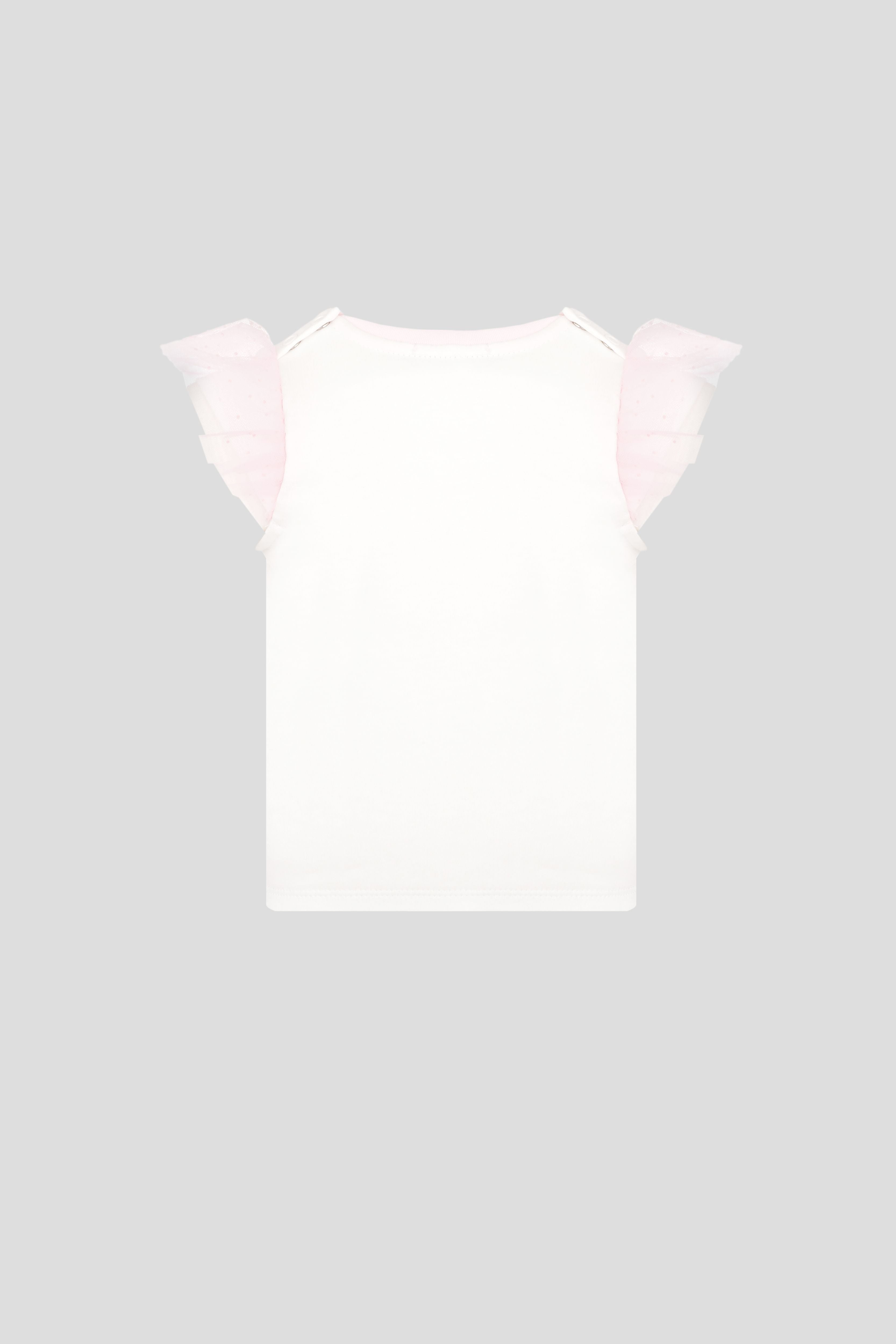 Mesh Flounces Printed T-Shirt