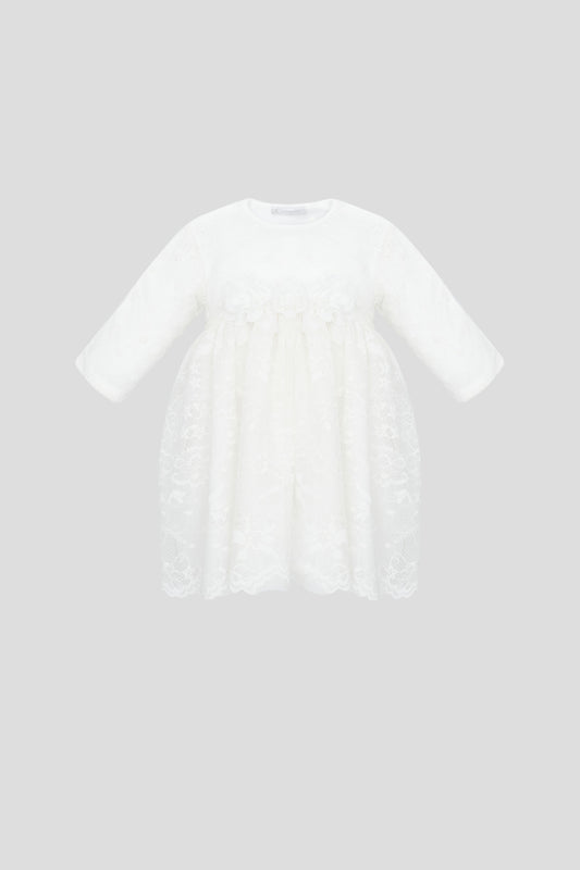 Smart Set: Flowers Decorated lace Dress-jumpsuit and Bonnet