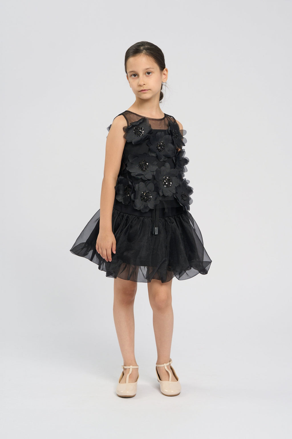 Elegant Black Flower Top