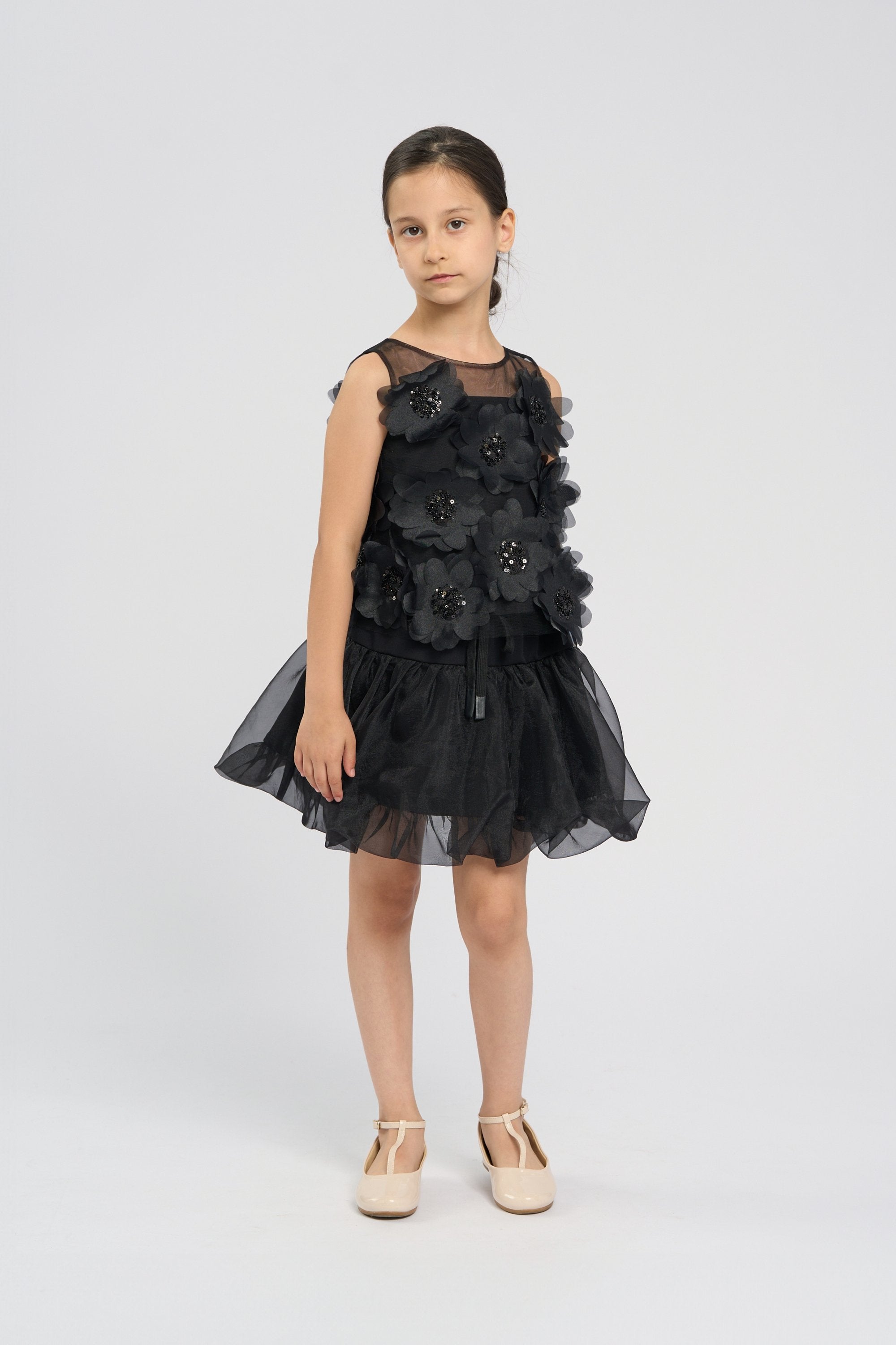 Elegant Black Flower Top