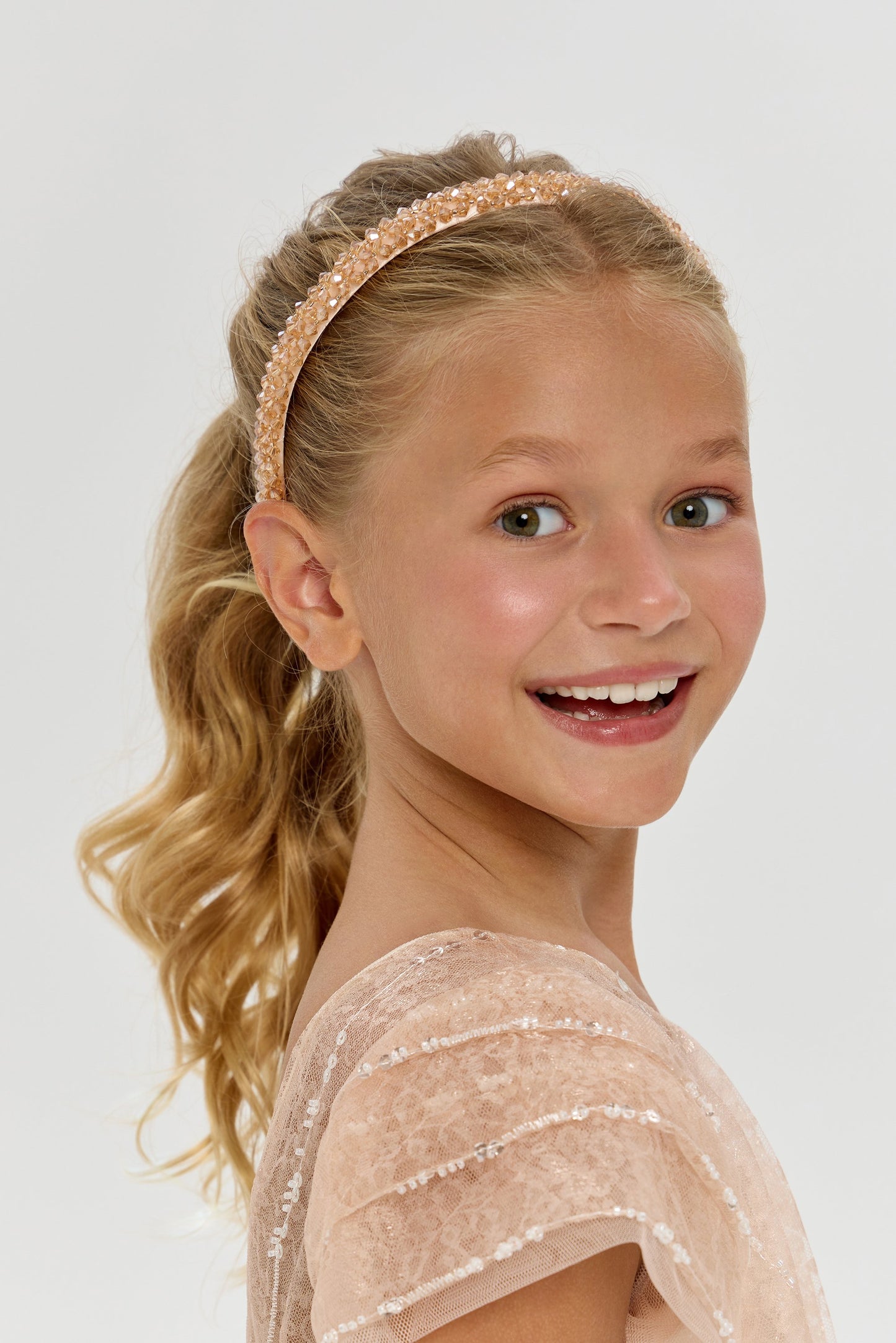 Pink Gold Rhinestones Headband