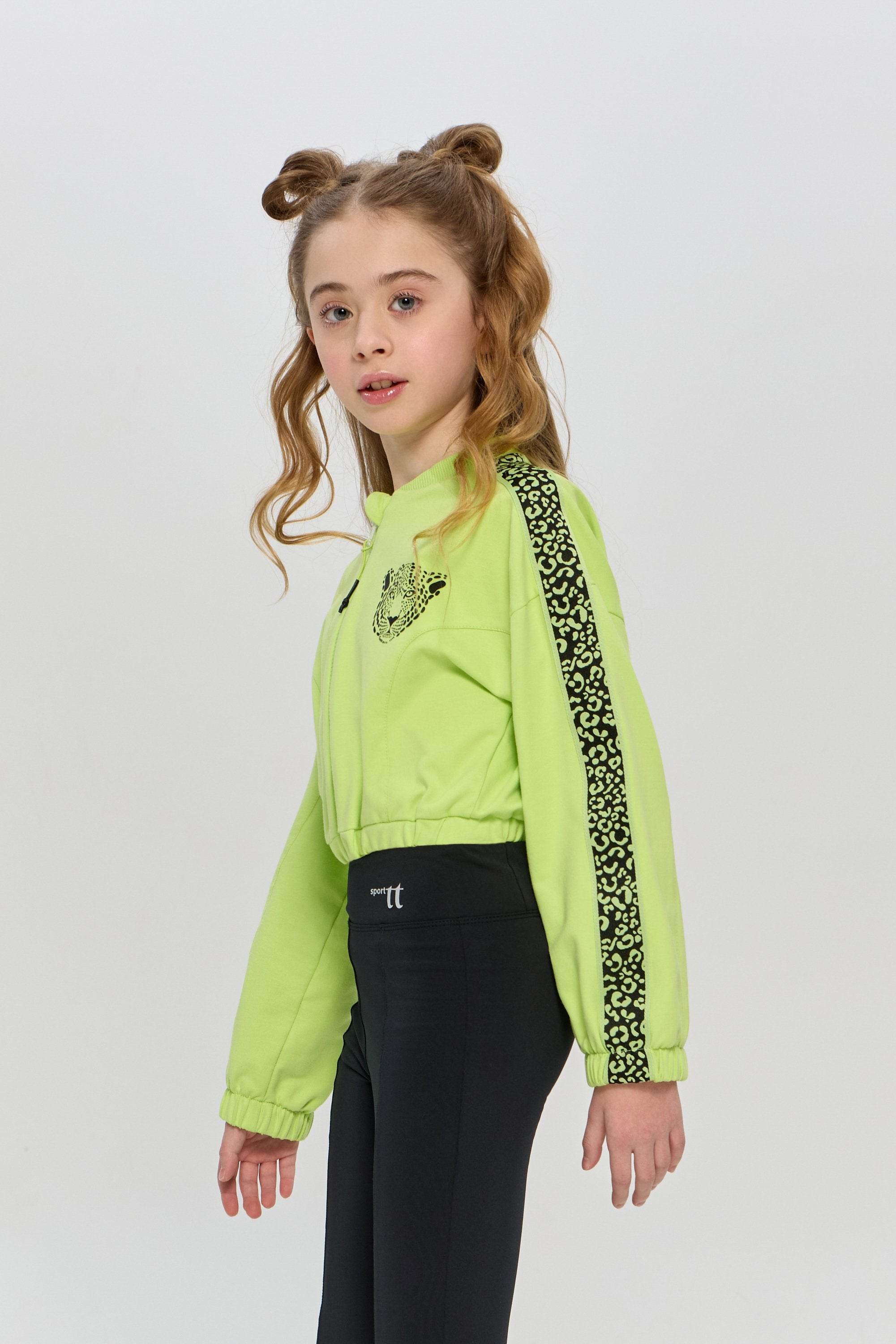Sports Set Green Jacket and Black Leggings