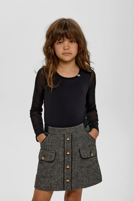 Elegant Black Combined Blouse