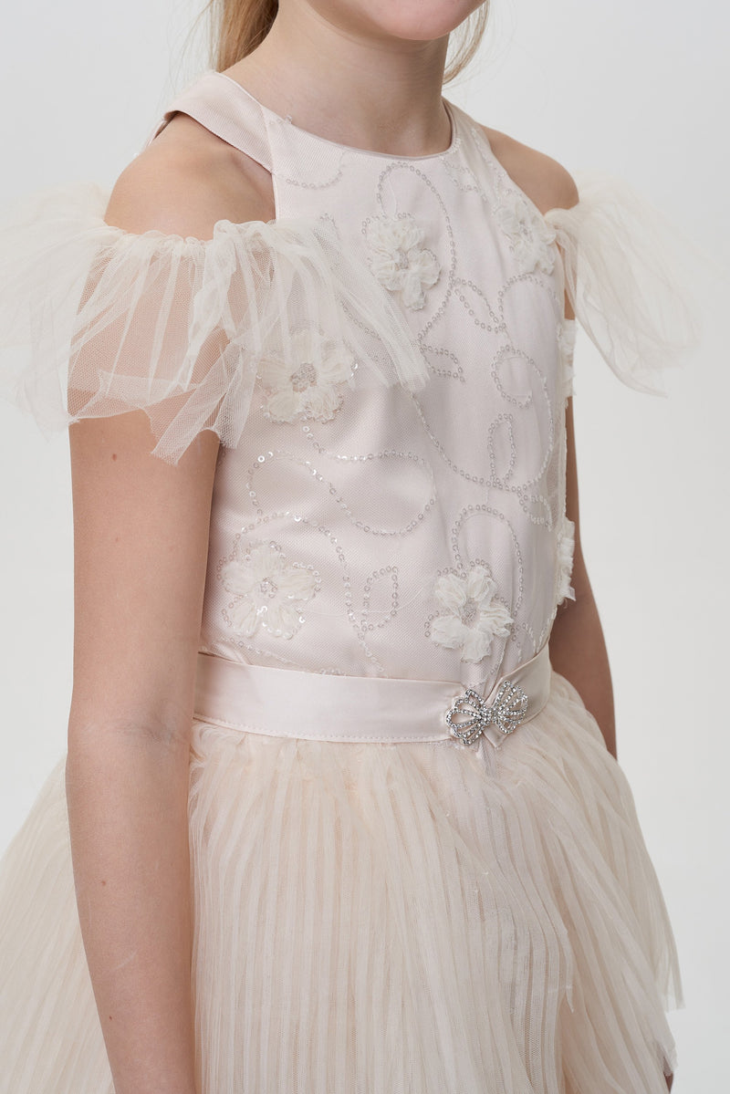Multi-layered Sleeves A-line Removable Skirt Dress