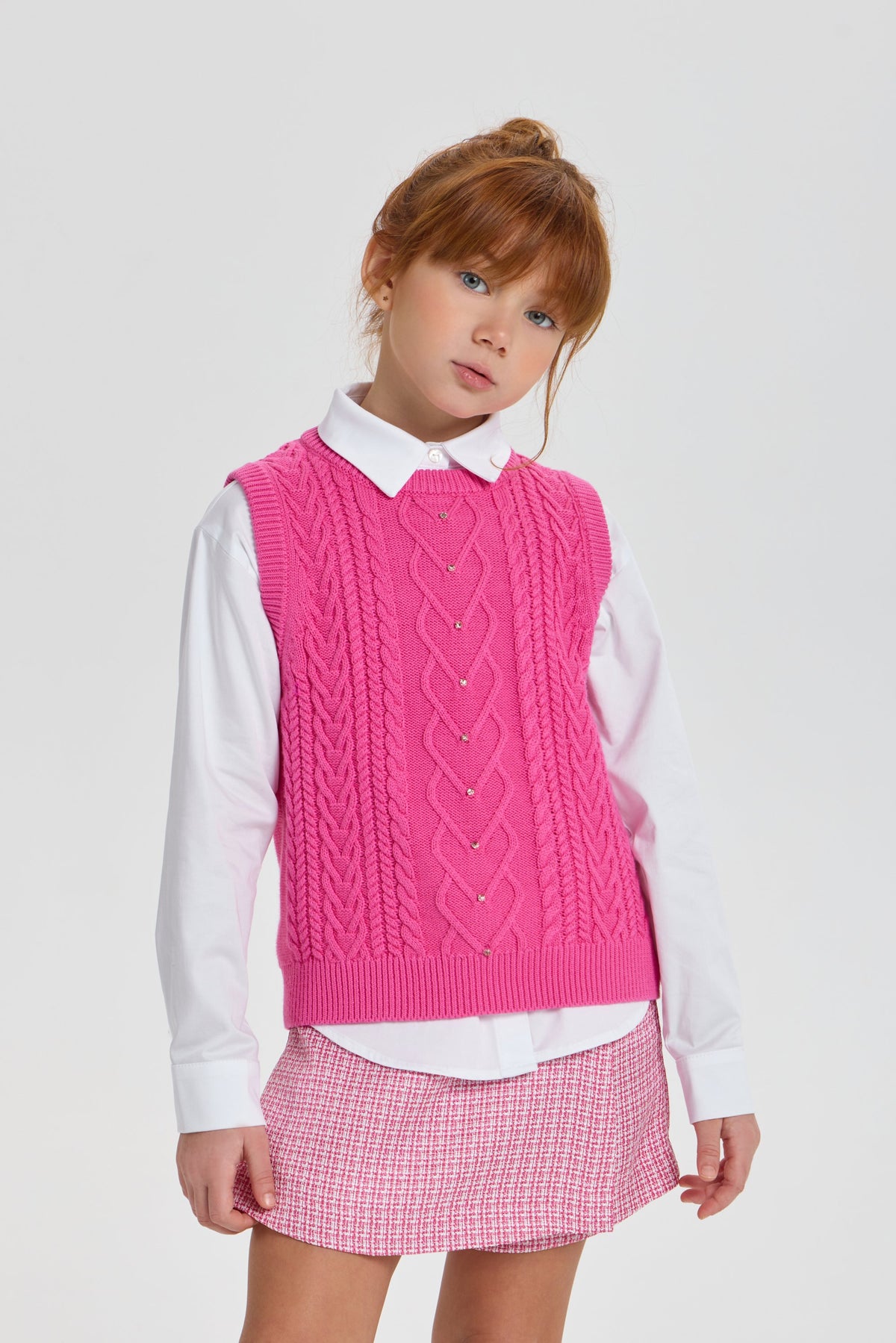 Smart Knitted Vest with Crystals for girls