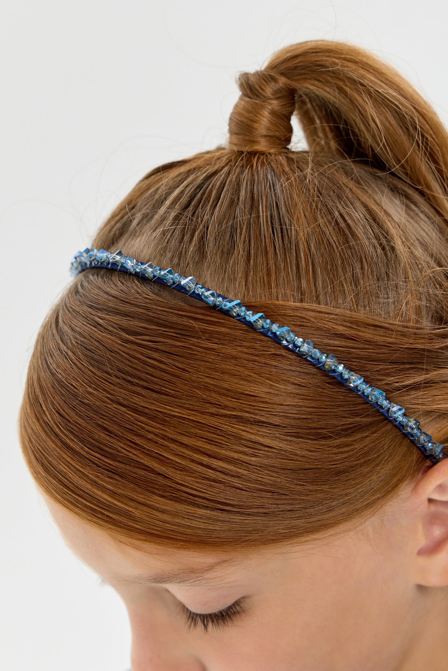 Elegant Blue Headband with Removable Chains