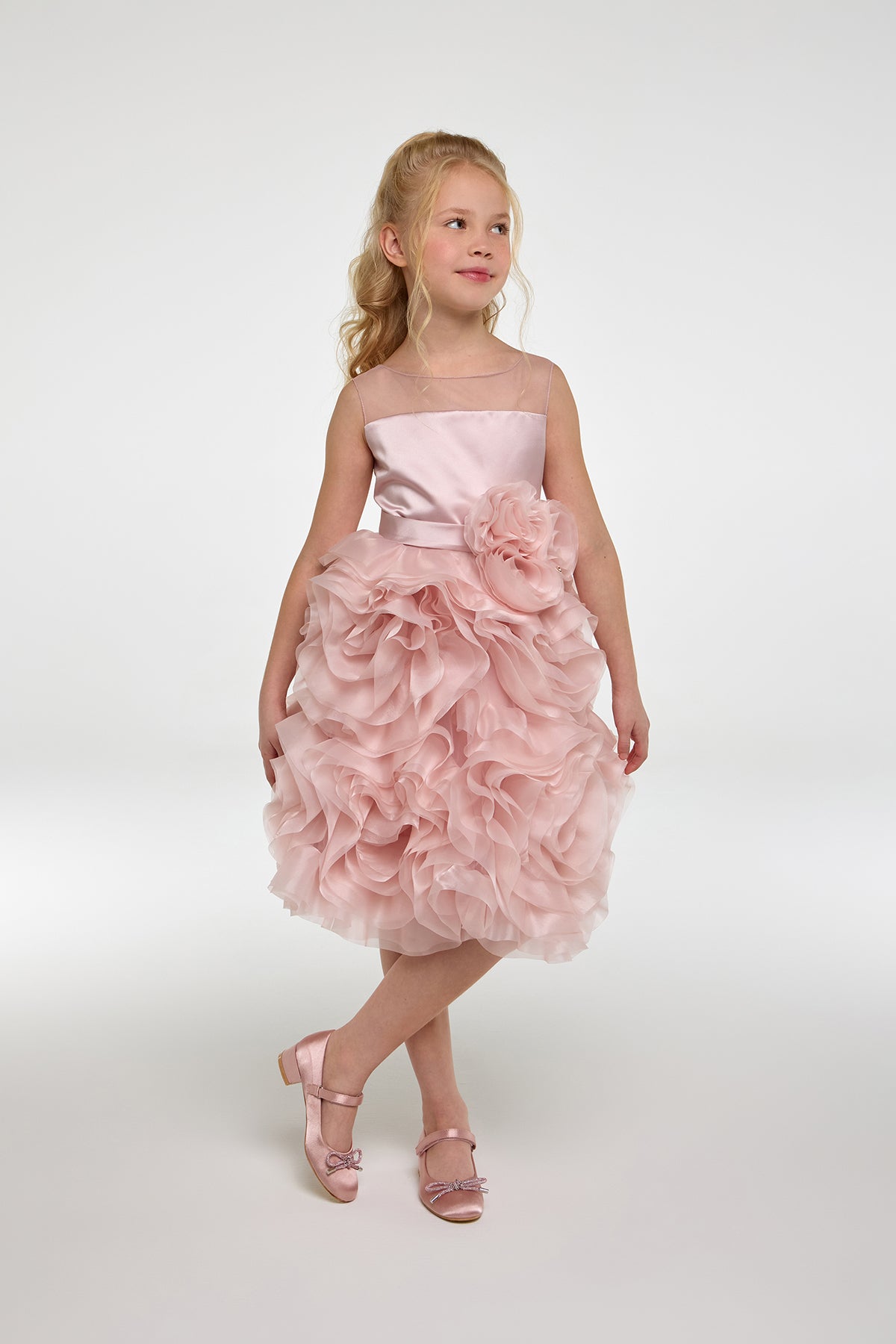 Elegant 3D Roses Decorated Dress
