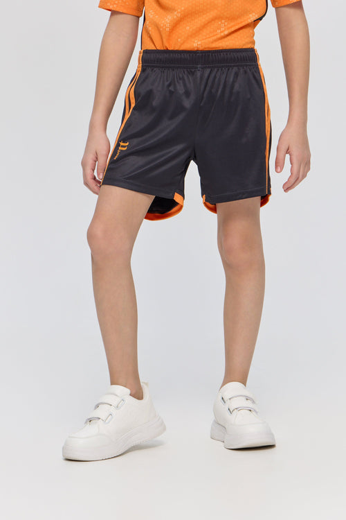 Black Sports Shorts with Orange Trim