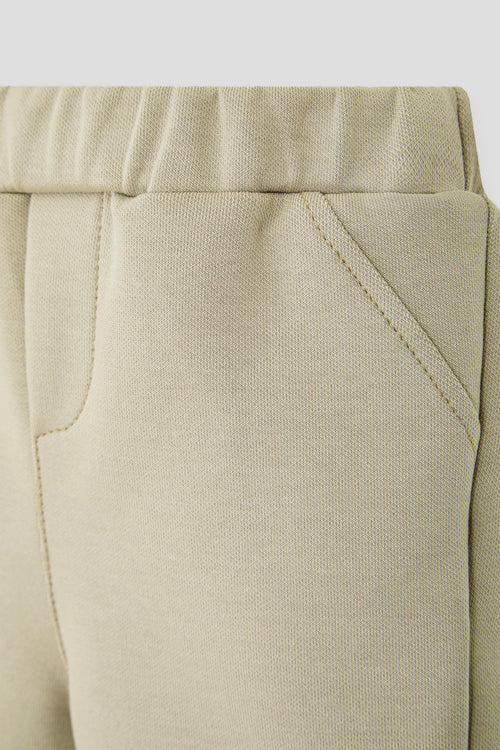 Beige Cotton-Blend Knit Pants