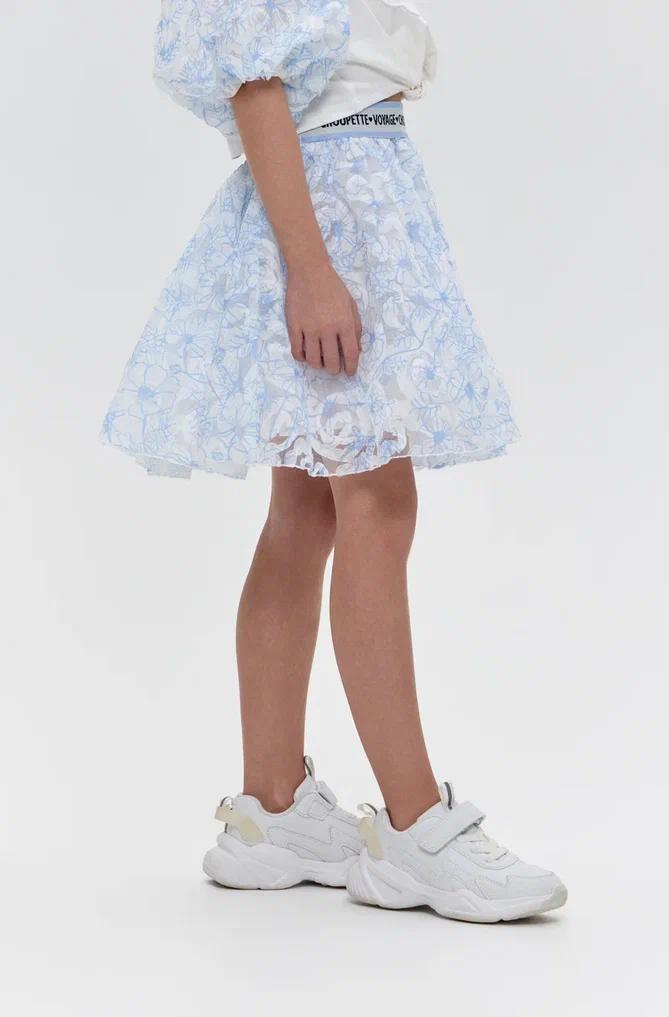 Beautiful Flouncy Flower Skirt, white and blue