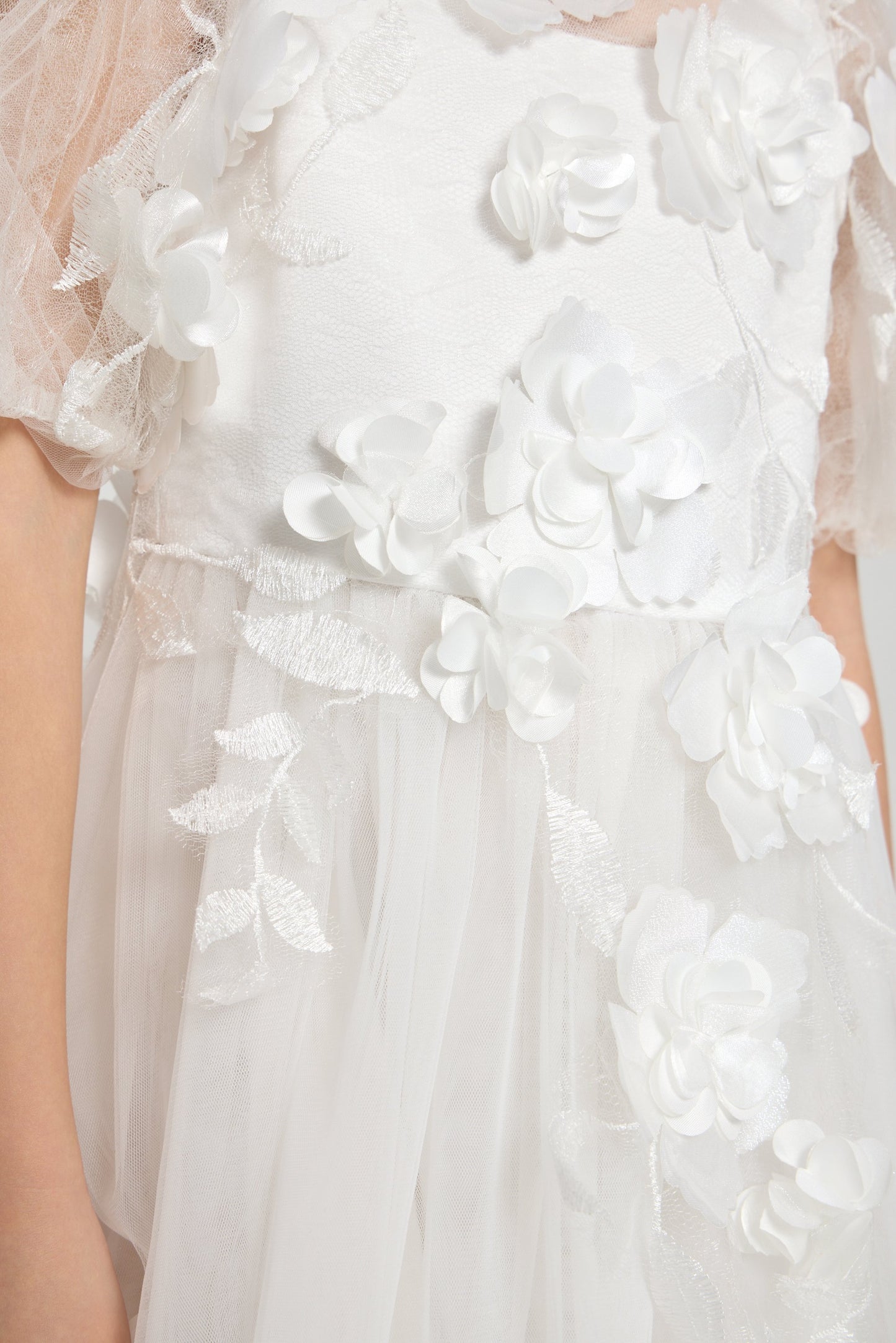 3D flowers dress, white