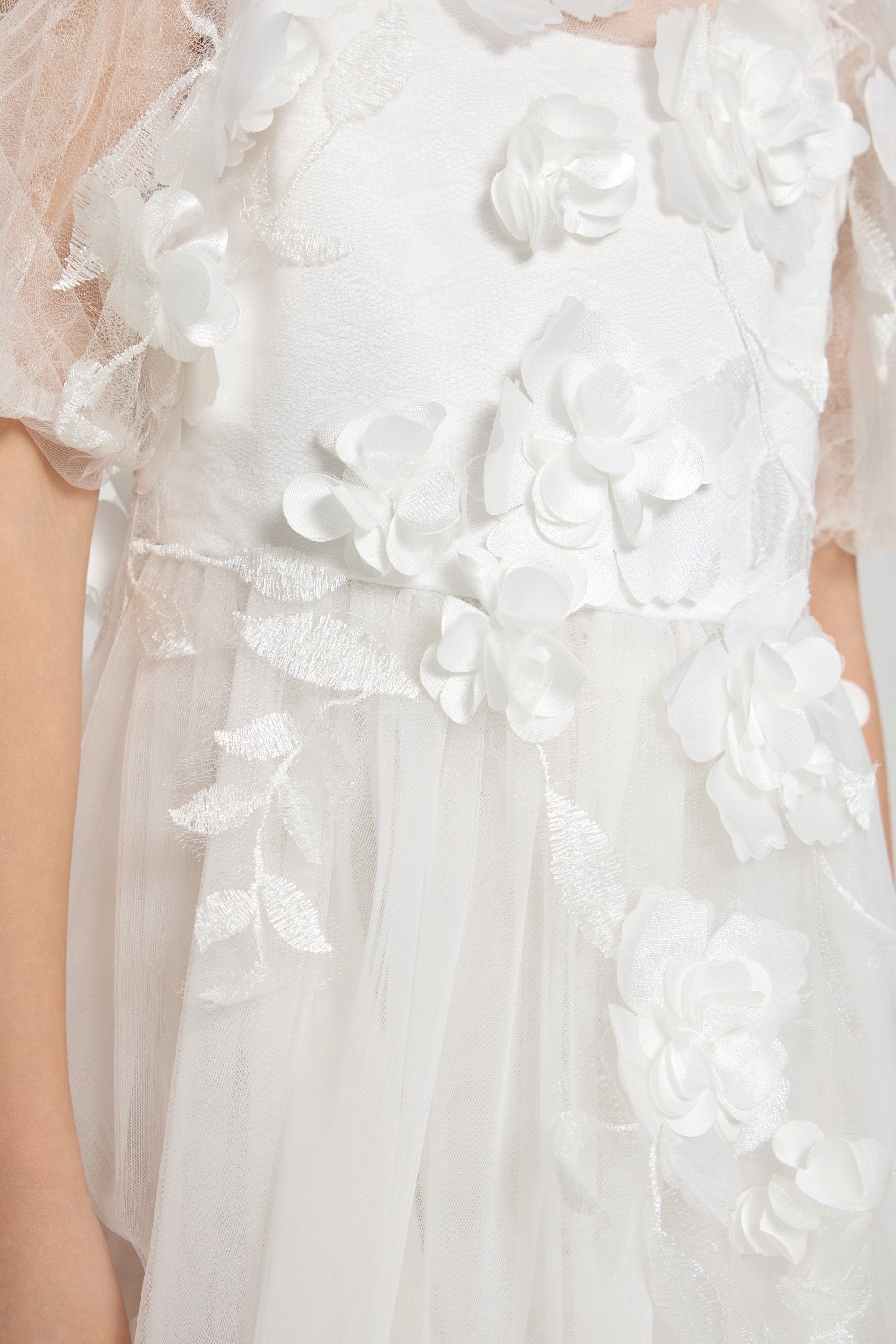 3D flowers dress, white