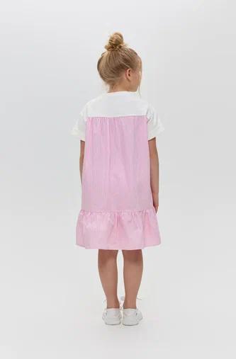 3-D Dress with Decor, white and pink