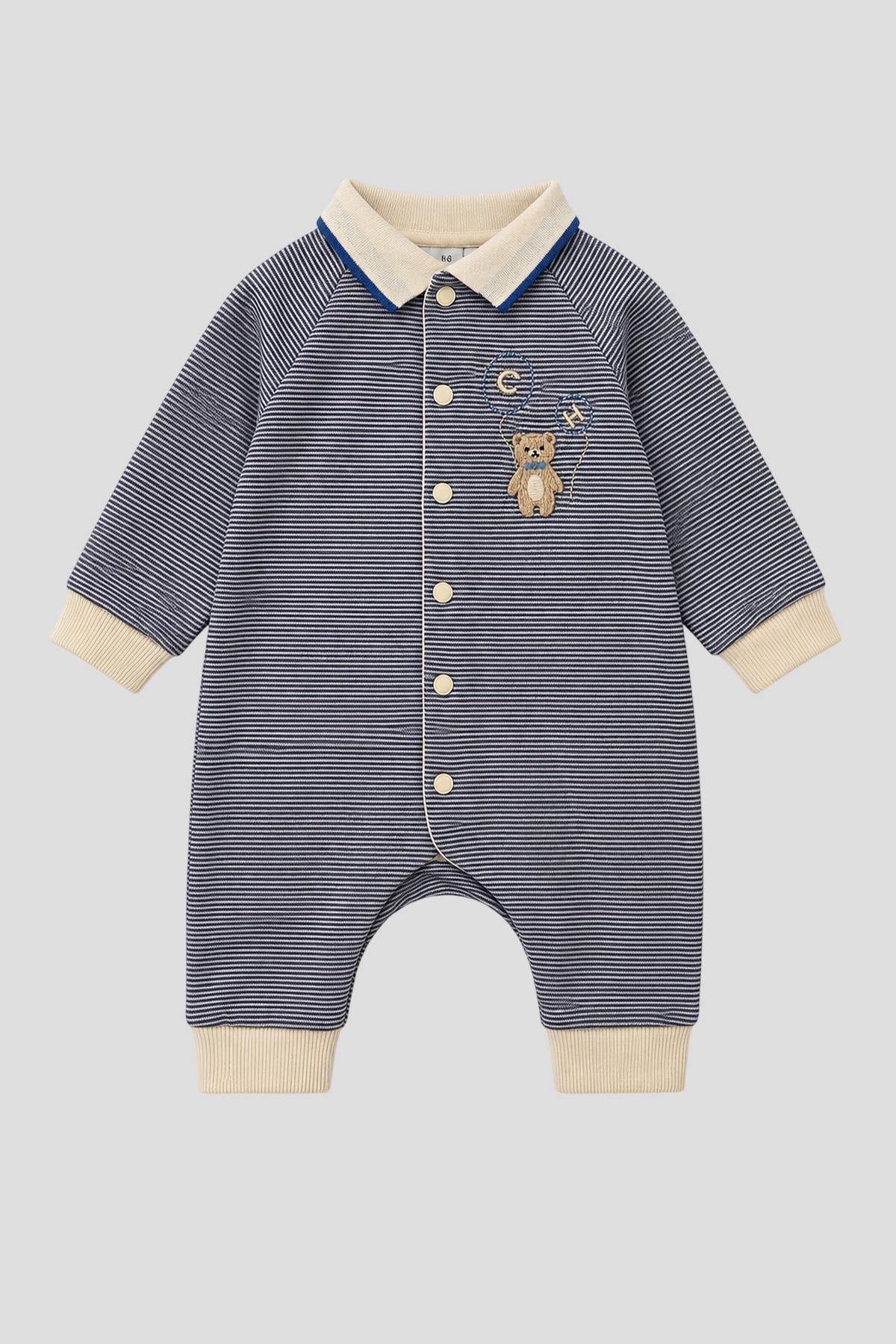 Collar Stripe Overall knitted for baby boy