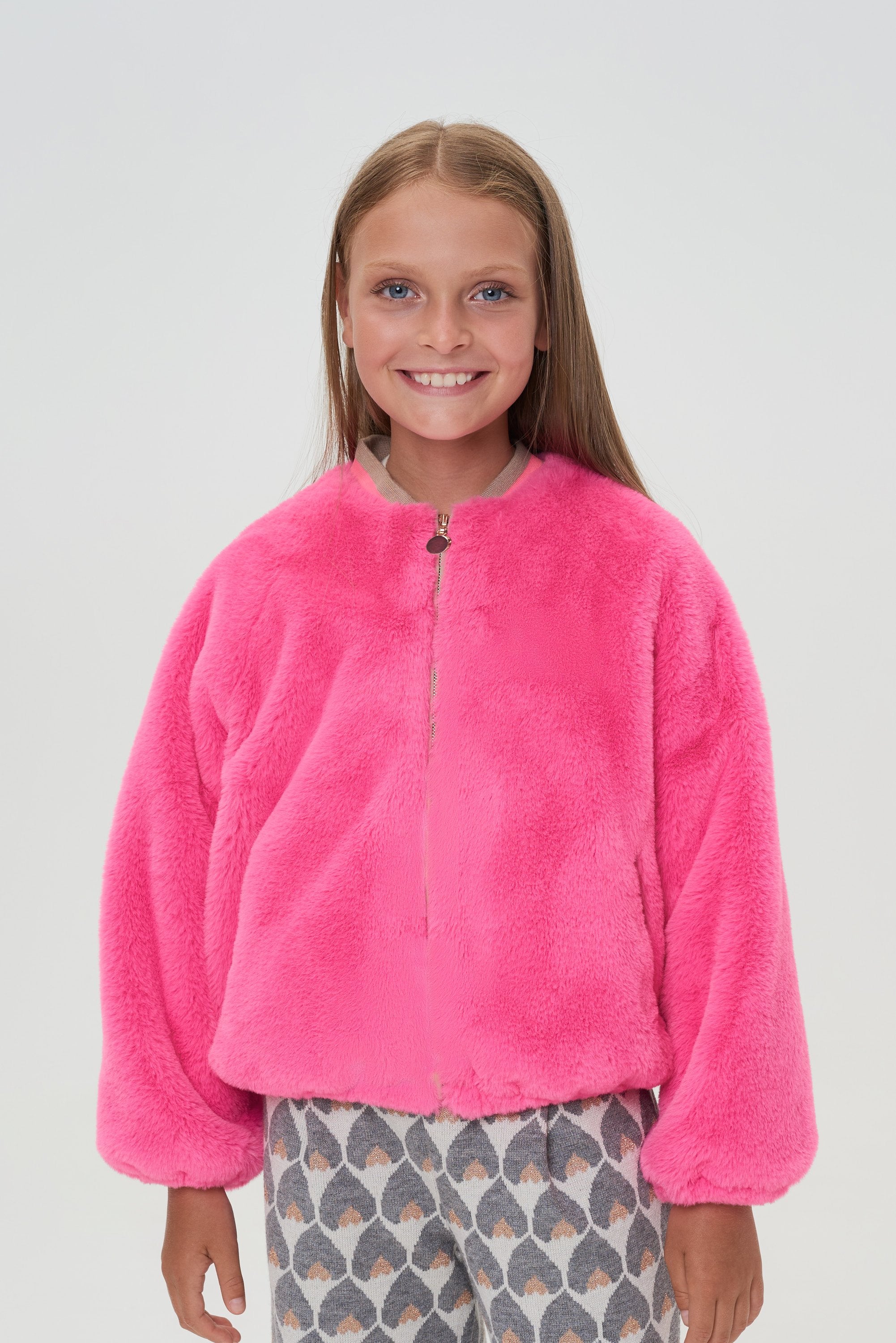 Decorated fur Bomber jacket