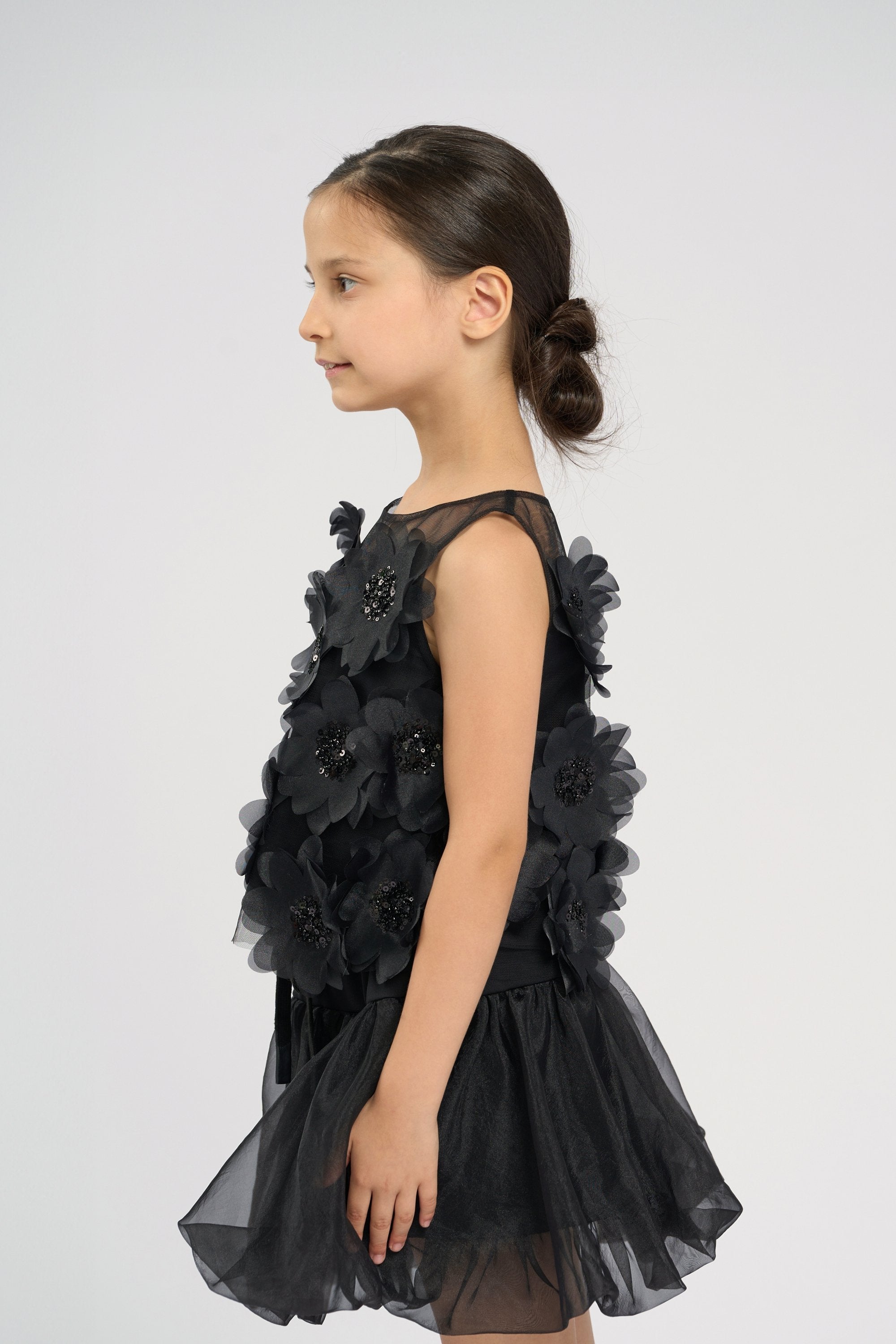 Elegant Black Flower Top