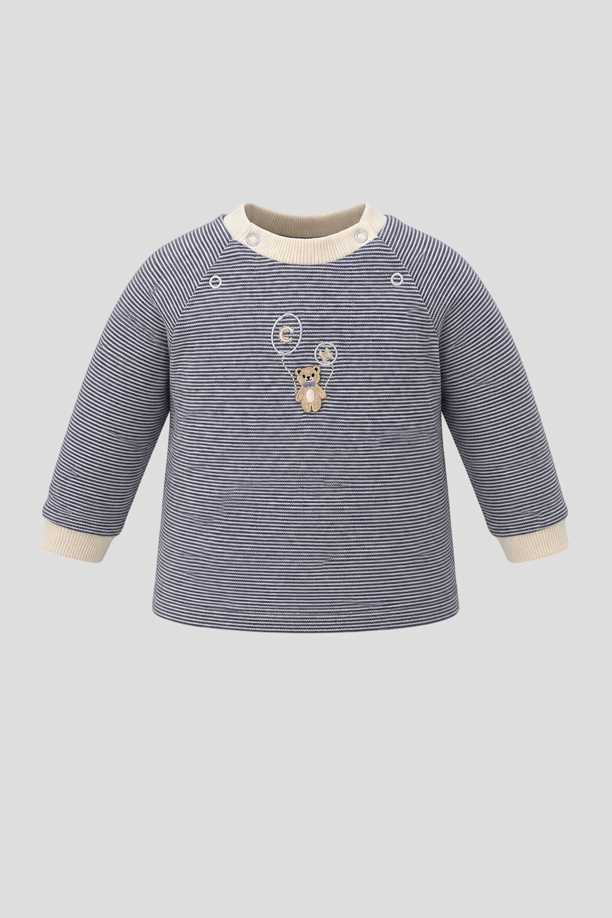 Stripe Teddy Cotton Sweatshirt