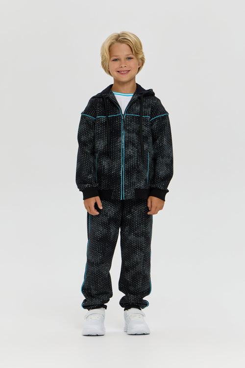Black Cotton-Blend Printed Tracksuit
