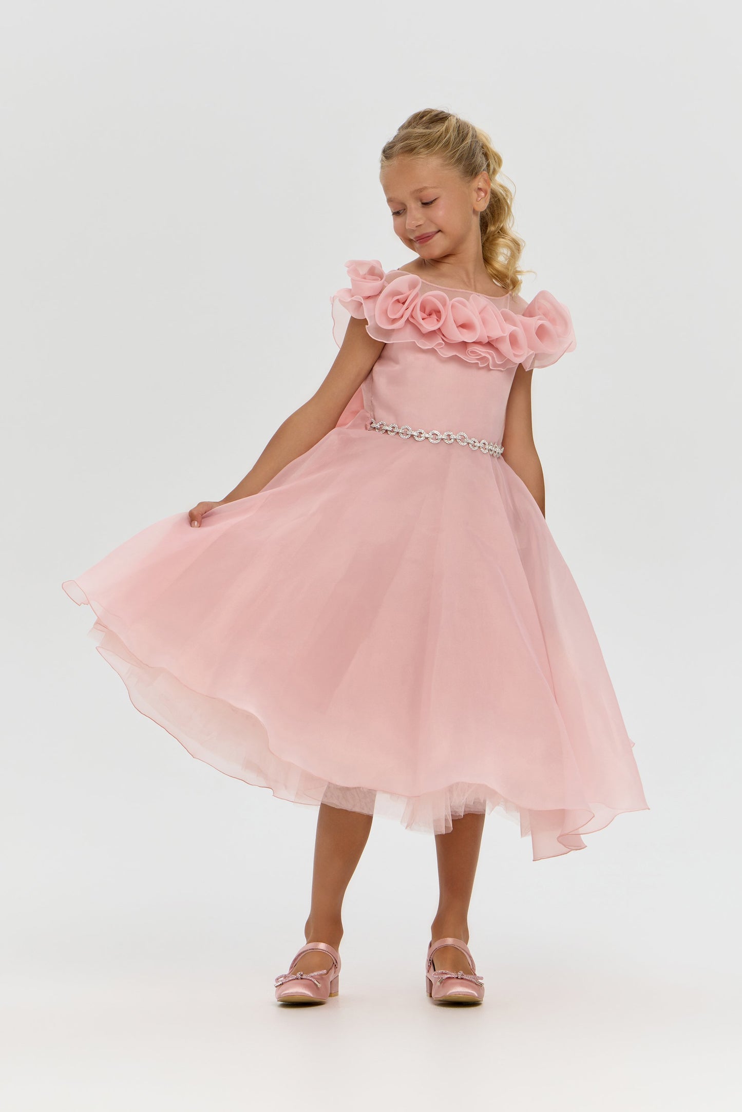 Exclusive 3D Flowers Full Length Dress